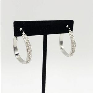 Swarovski Crystal Fine Silver Plated Hoop Earrings